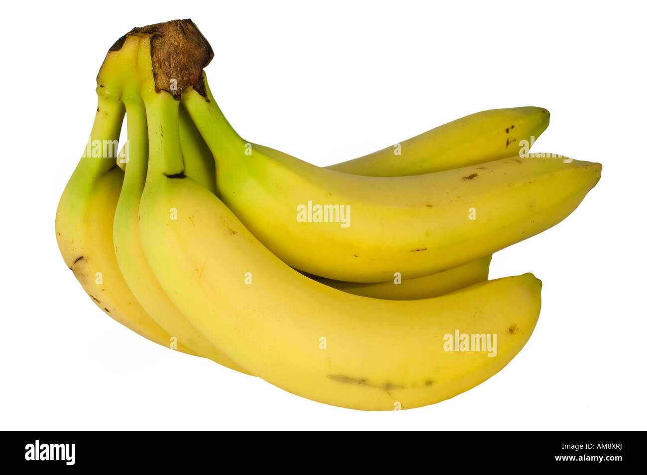 Cluster of ripe bananas isolated on white background Stock Photo