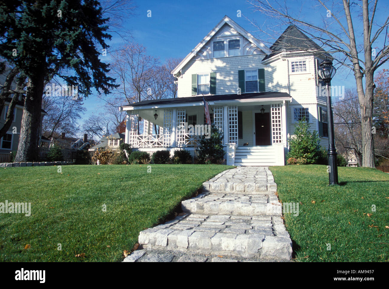 Victorian American Home in Suburban Boston Stock Photo Alamy