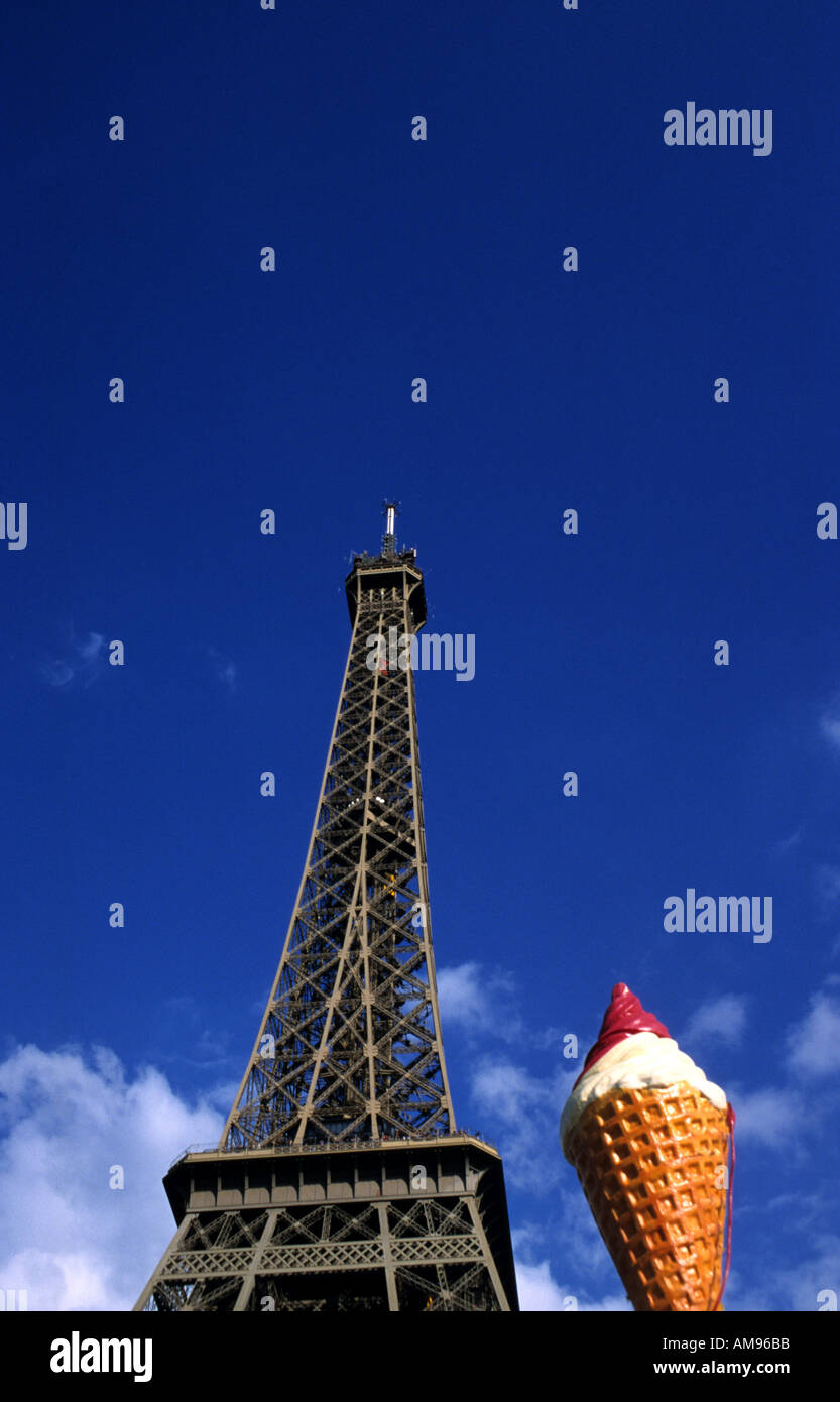 Eiffel Tower Paris with Ice Cream Stock Photo Alamy