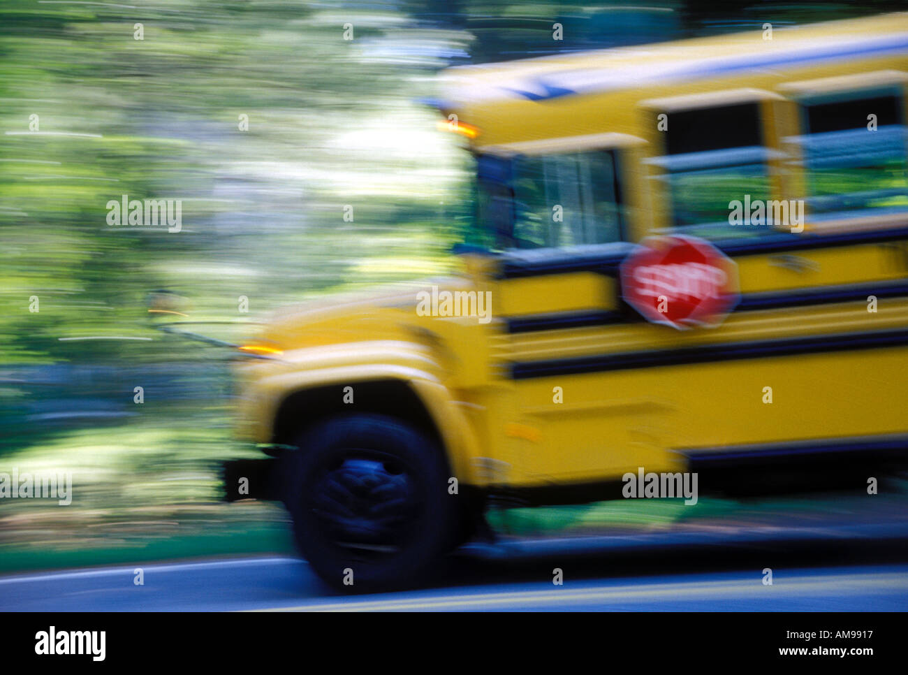 Speeding School bus Stock Photo Alamy