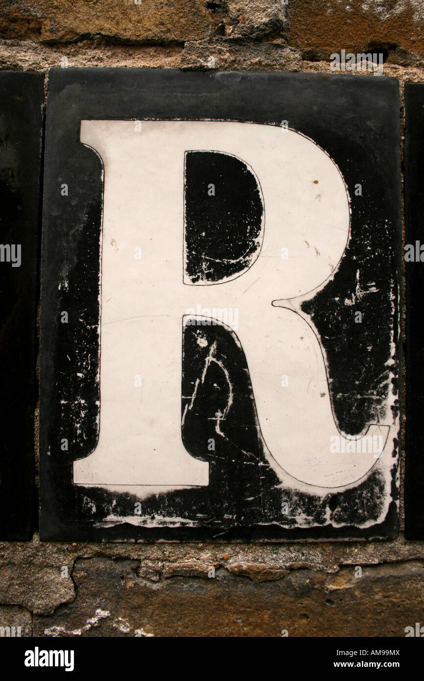 The letter R from street sign Hampstead London England UK Stock Photo ...