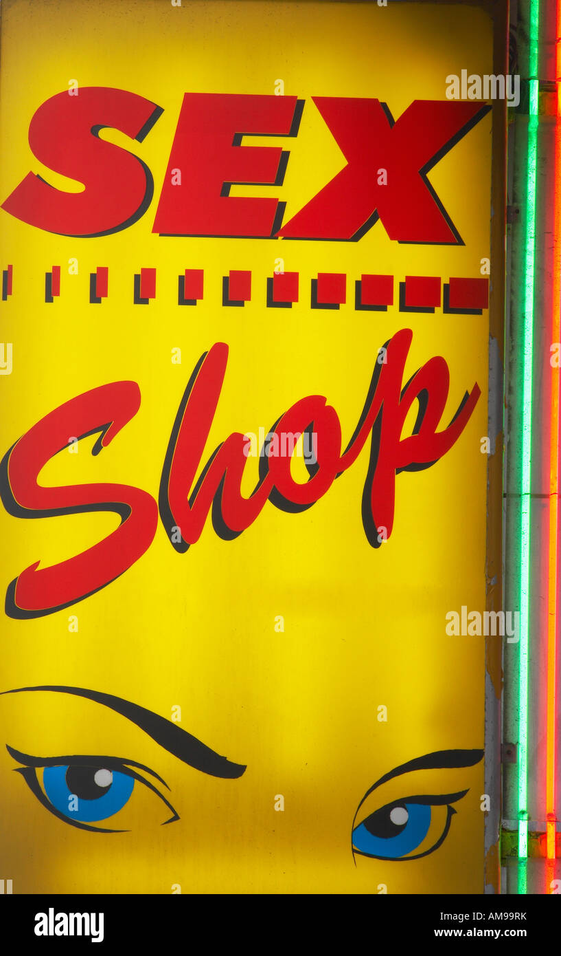 Sex shop sign on Gran Canaria in the Canary islands, Spain Stock Photo
