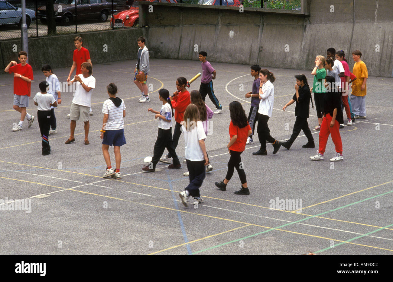 School yard at inner London comprehensive school Stock Photo