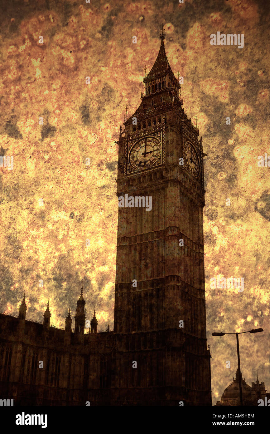 Big Ben and the Houses of Parliament Westminster London England illustration Stock Photo