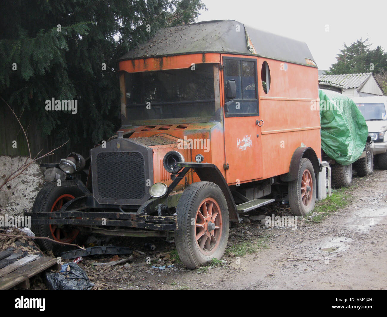 Neglected Old Commercial Delivery Van Stock Photo