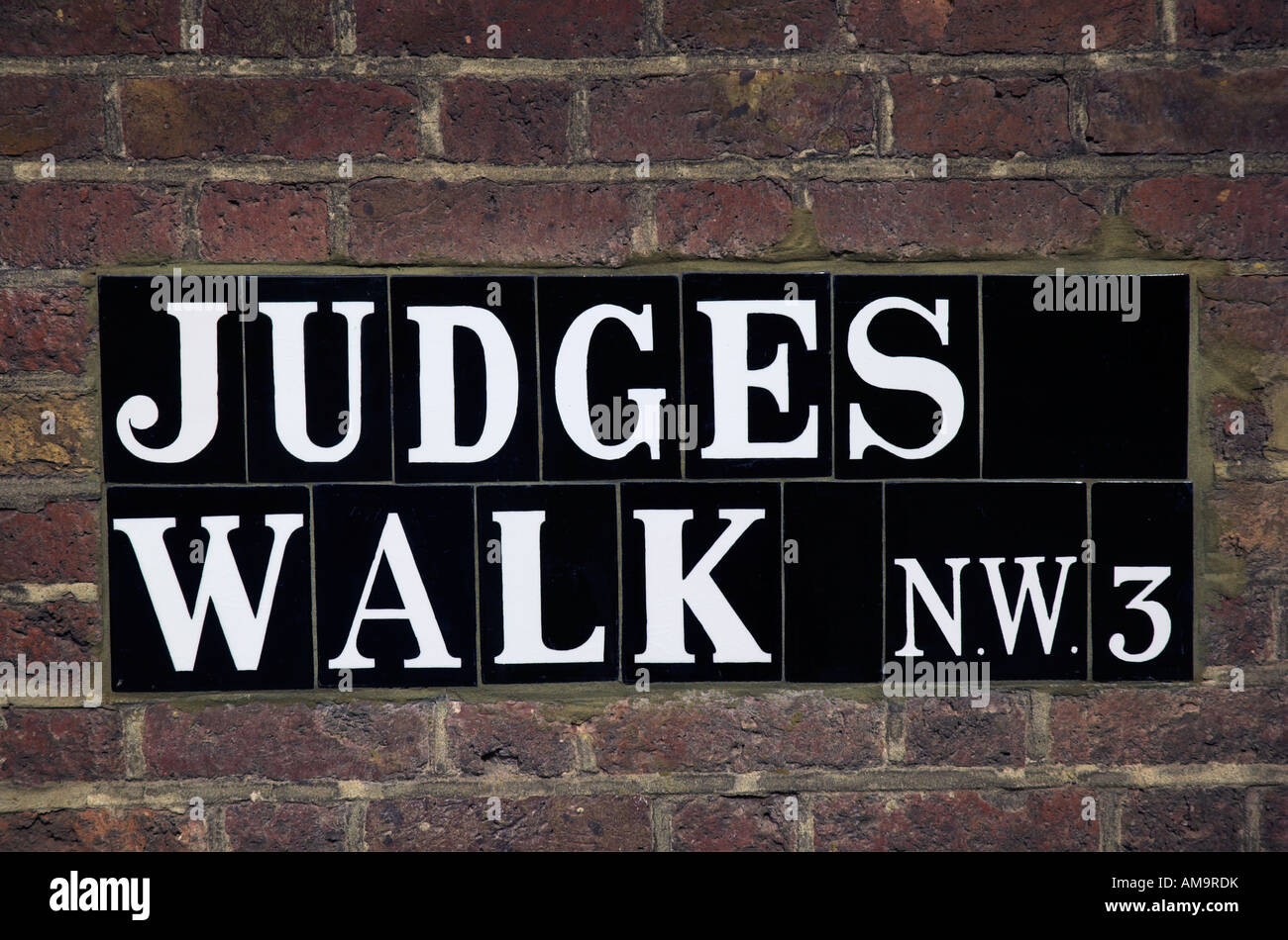 A signpost for Judges Walk in Hampstead in London Stock Photo