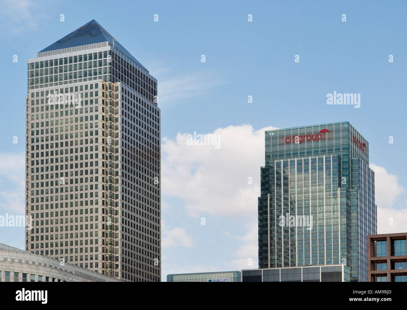 One Canada Square  Citigroup (From left to right) London Stock Photo