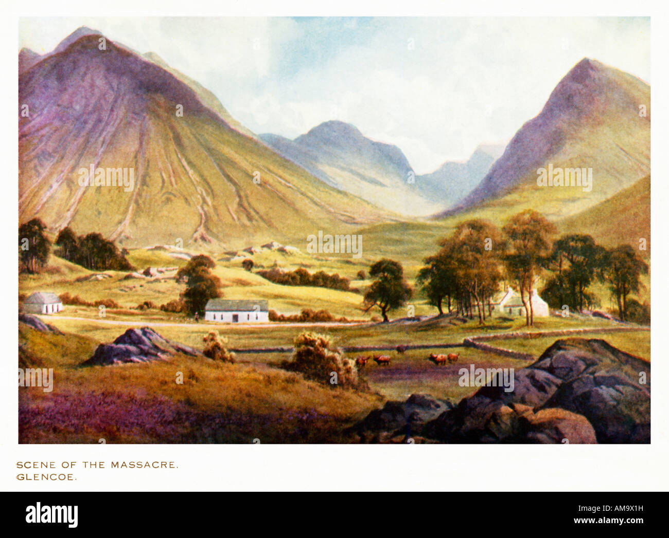Glencoe Edwardian painting of the site of the infamous 1692 massacre of ...
