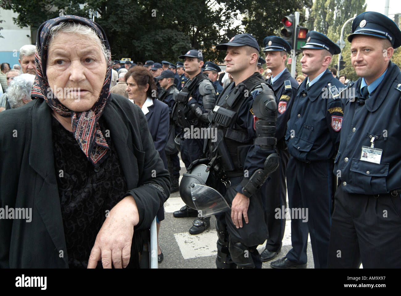 Pensioners Protesting Against Planned Cuts in Pension Payments. Bosnia Herzegovina. Stock Photo