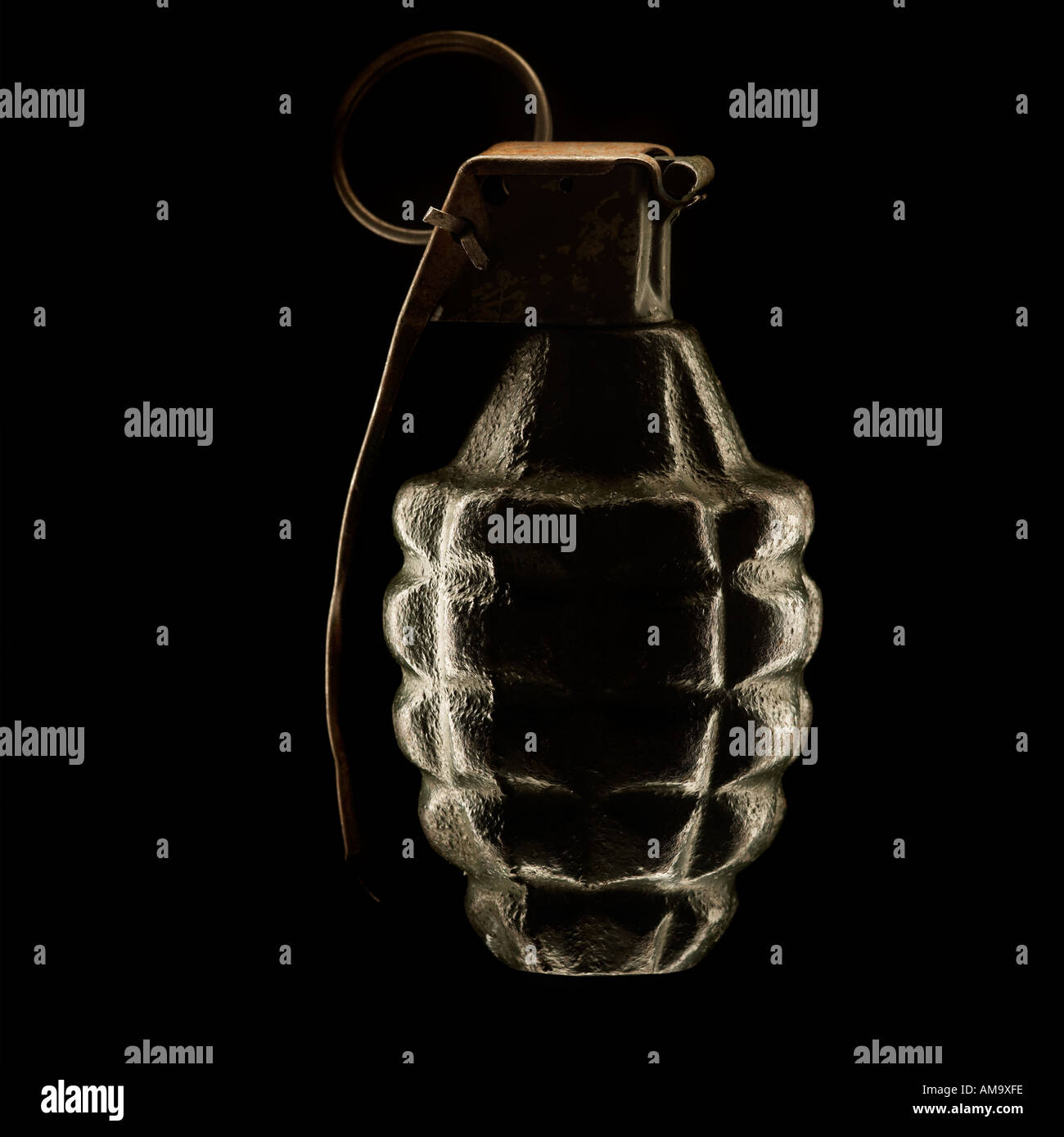 hand grenade against a black background Stock Photo Alamy