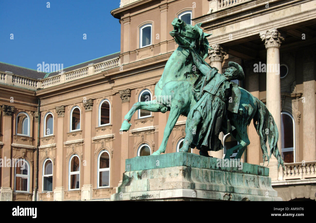 Royal Palace and statue of Prince Eugene of Savoy Budapest Hungary East Europe EU UE Stock Photo