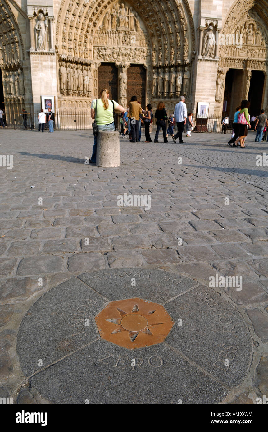 France, Paris, zero point of France roads on Notre Dame Cathedral square  Stock Photo - Alamy
