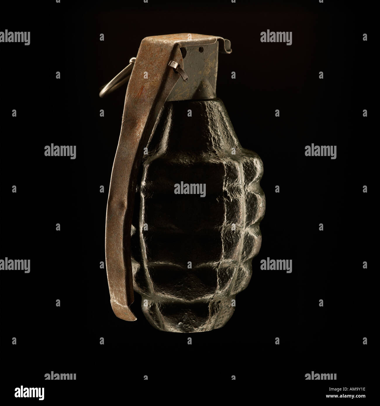 hand grenade against a black background Stock Photo Alamy