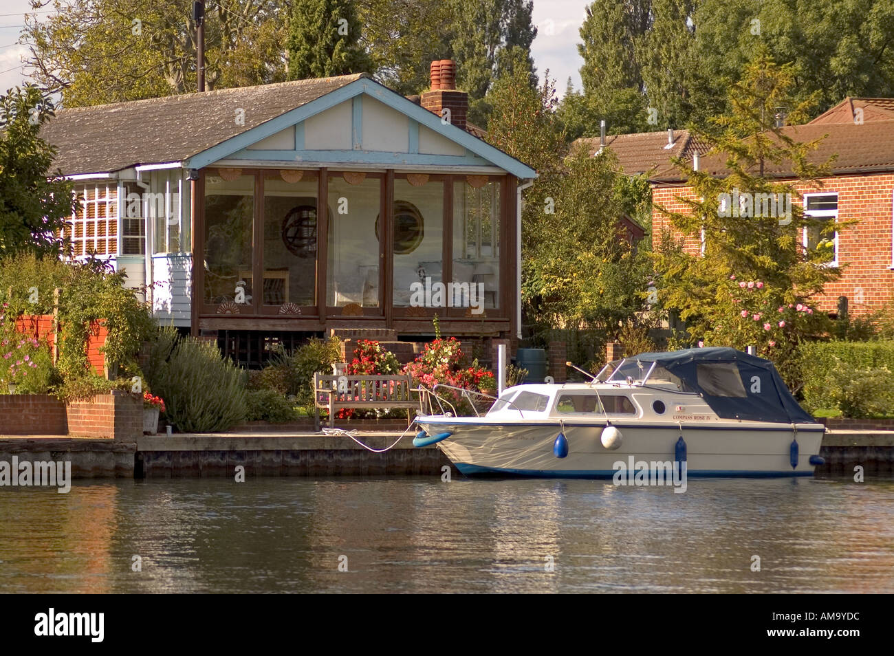 Riverside property, River Thames, Walton, Surrey, UK Stock Photo Alamy