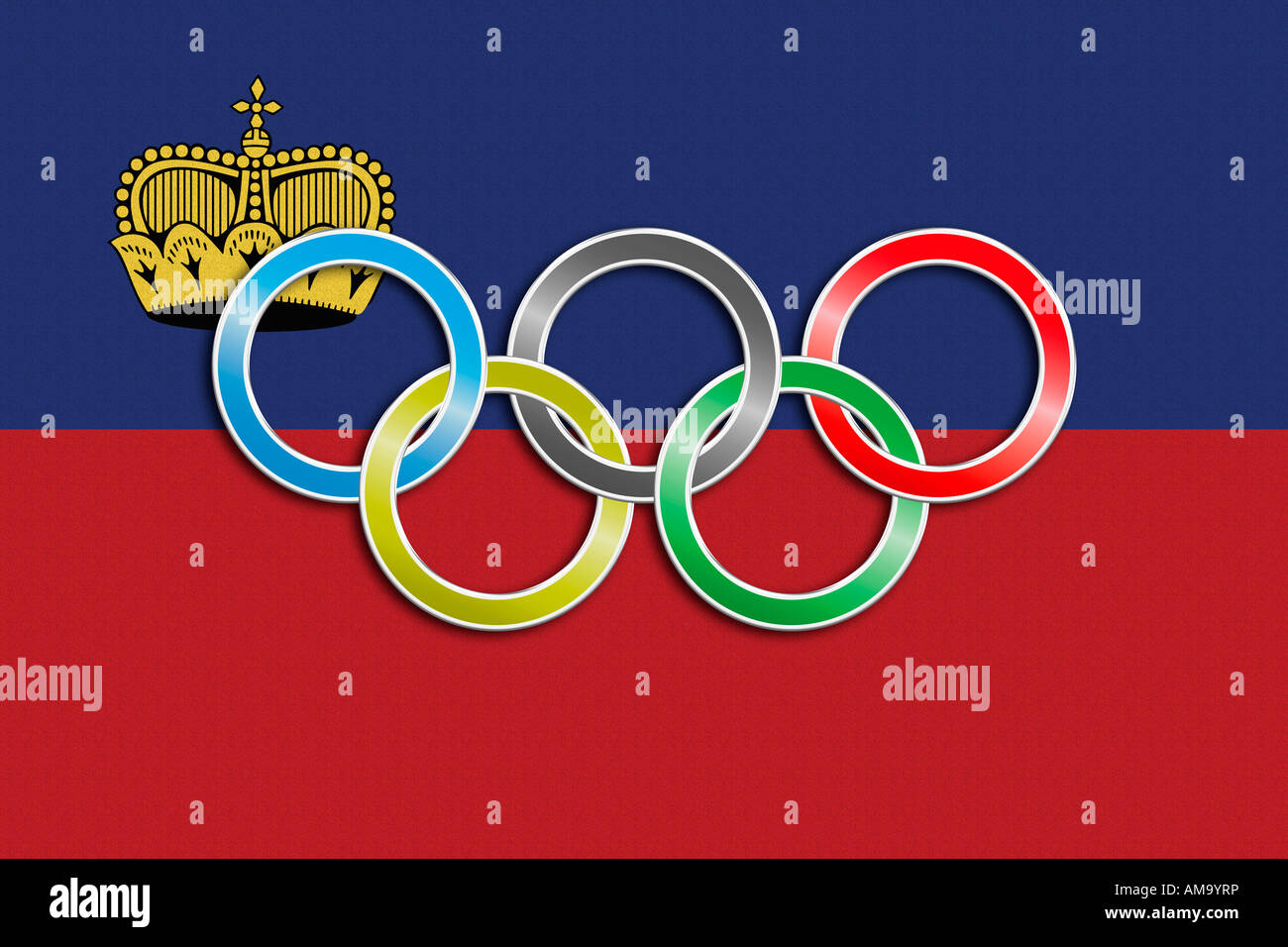 Flag of Liechtenstein with olympic symbol Stock Photo Alamy