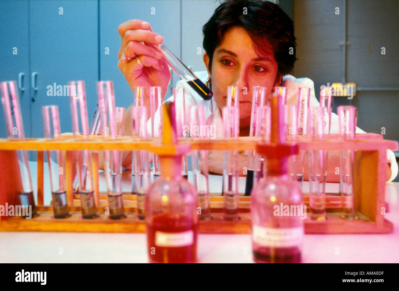 PhD student at the University of Westminster doing chemistry experiment