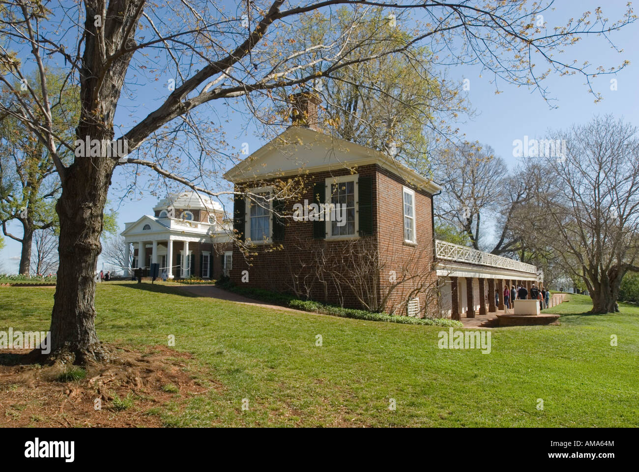 Slave quarters on the grounds of Thomas Jefferson's home, Monticello, in Virginia. Stock Photo