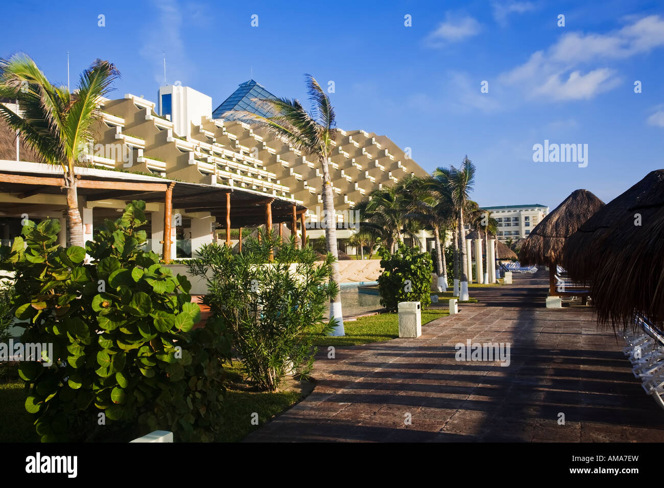 Tropical resort in Cancun on the Yucatan Peninsula in Quintana Roo Mexico Stock Photo