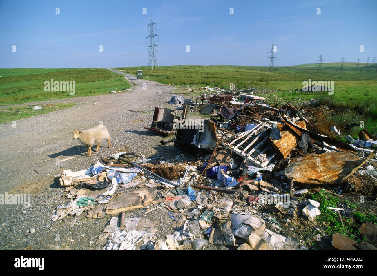 Rubbish on Merthy Common Merthyr Tydfil Wales UK Stock Photo Alamy