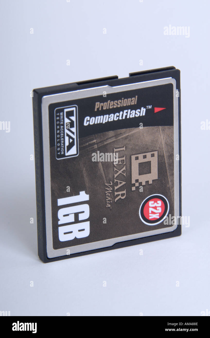 digital camera Compact Flash memory card on plain white background ...