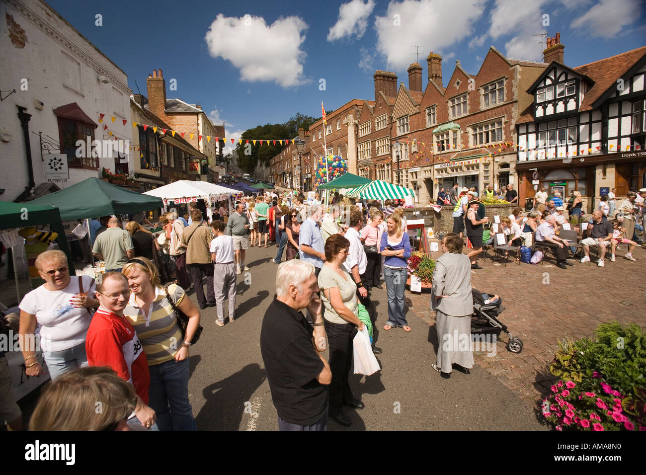 West Sussex South Downs Arundel High Street Town and Country street Fair in progress Stock Photo