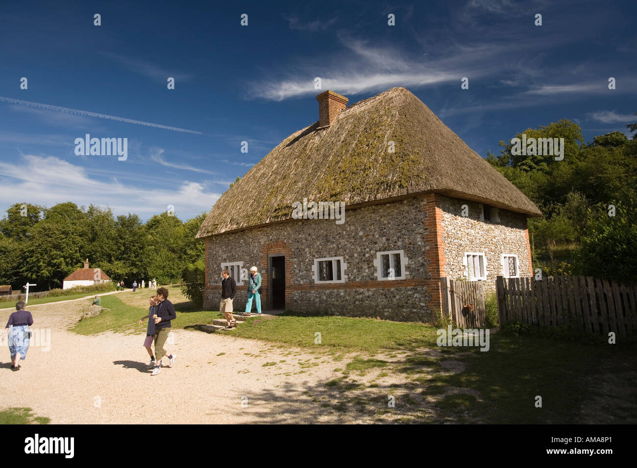 West Sussex Singleton Weald Downland Museum stone built thatched house