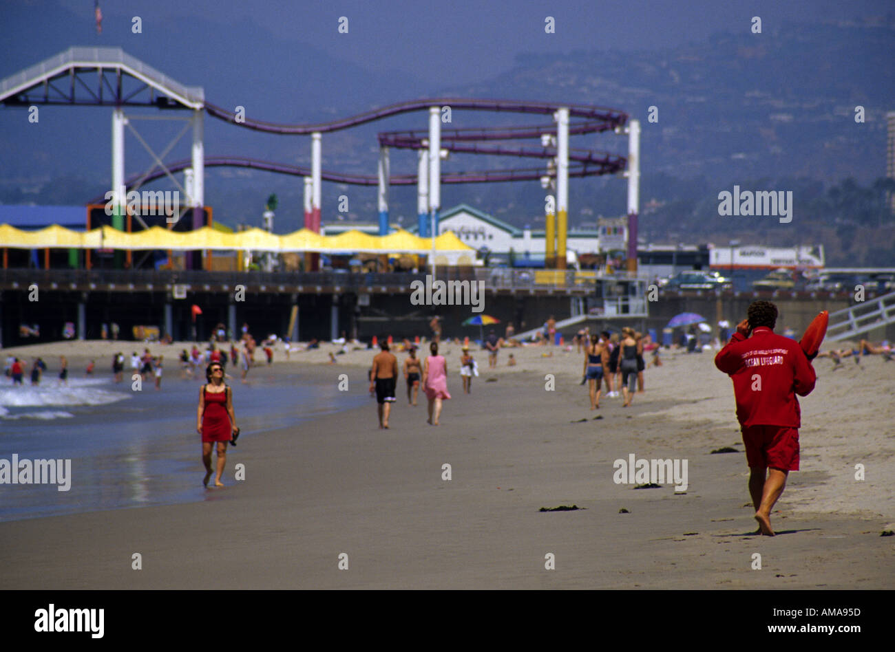 Santa Monica Pier with Ferris wheel Santa Monica California Stock Photo ...