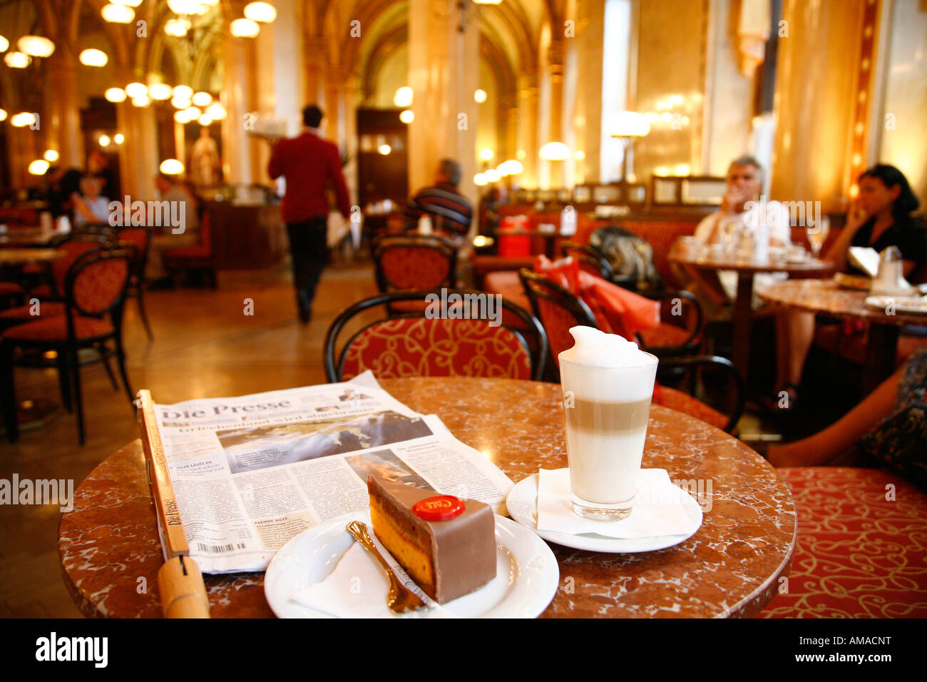 Aug 2008 - Coffee and cake at the famous Cafe Central Vienna Austria Stock Photo