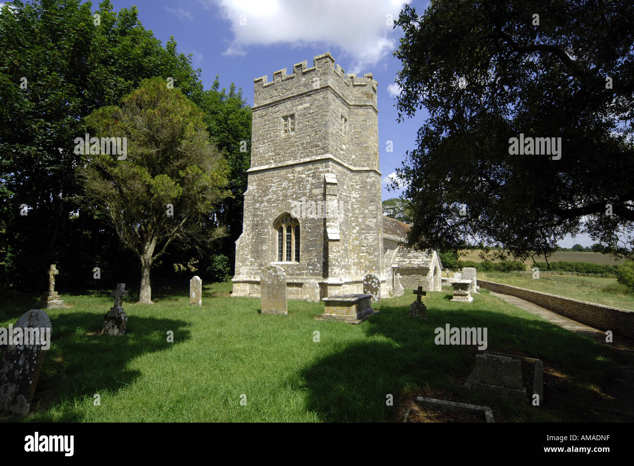 Medieval Church in Rural England at Whitcombe, Dorset. Stock Photo