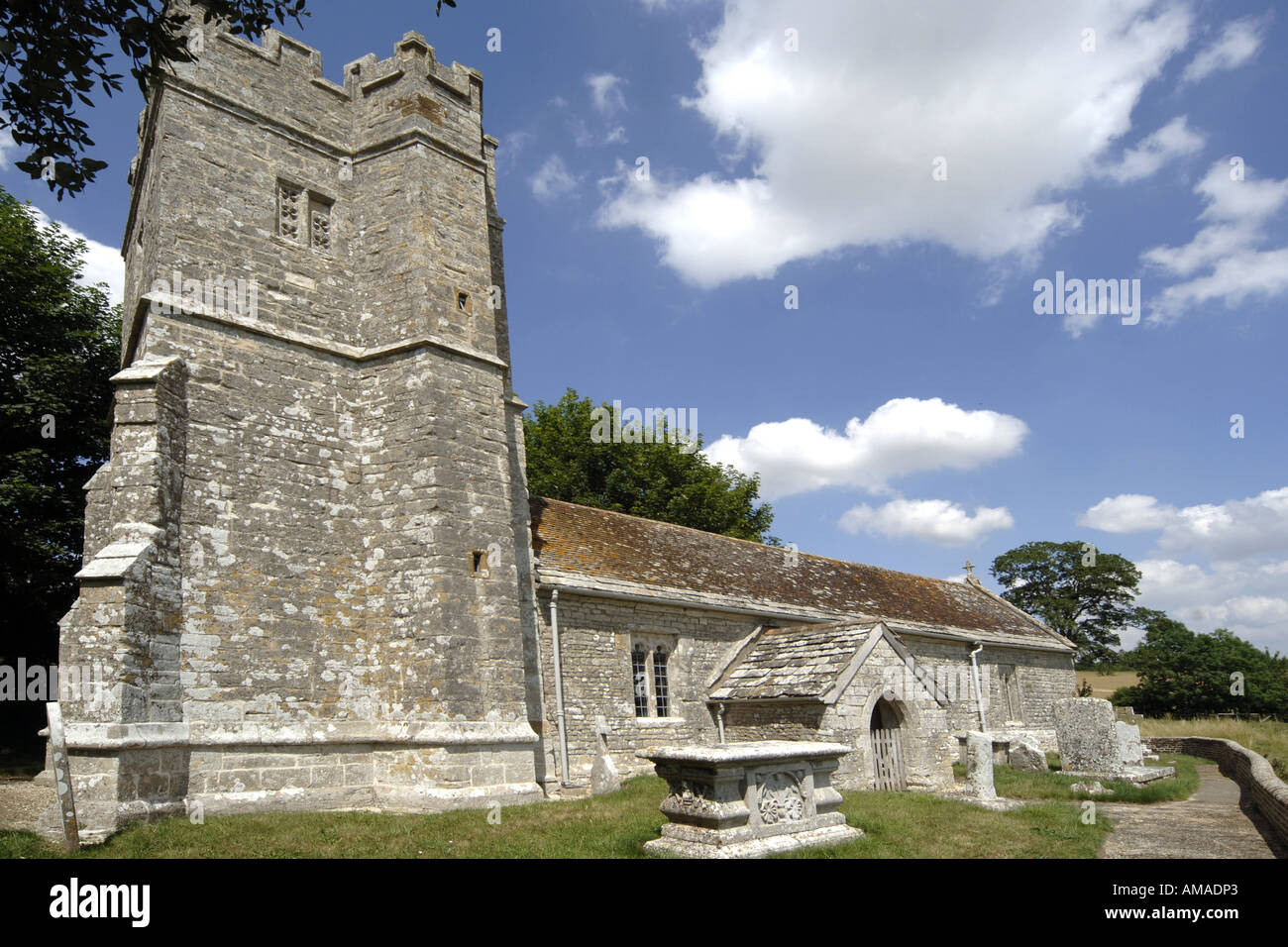 Medieval Church in Rural England at Whitcombe, Dorset. Stock Photo