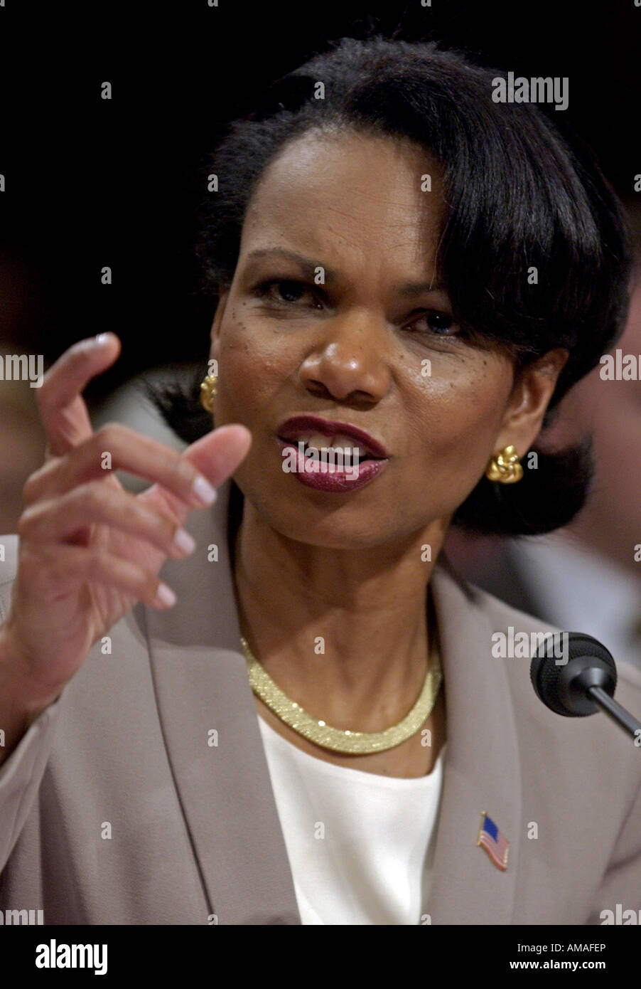 National Security Advisor Dr Condoleezza Rice testifies before the 9 11 Commission in Washington on Thursday April 8 2004. Stock Photo