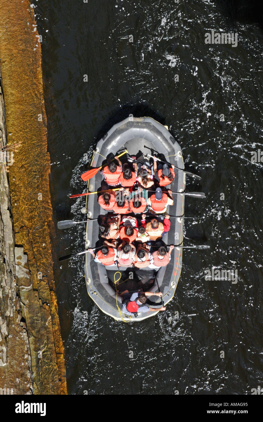 Boat and Tourists in Ausable Chasm in upstate New York USA Stock Photo
