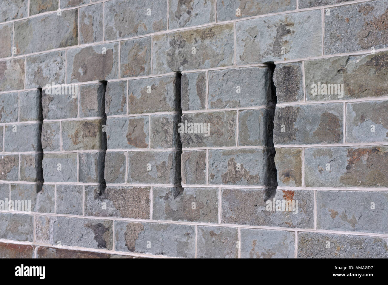 Gun slits in a fort inside the Citadel in Quebec City Canada Stock Photo
