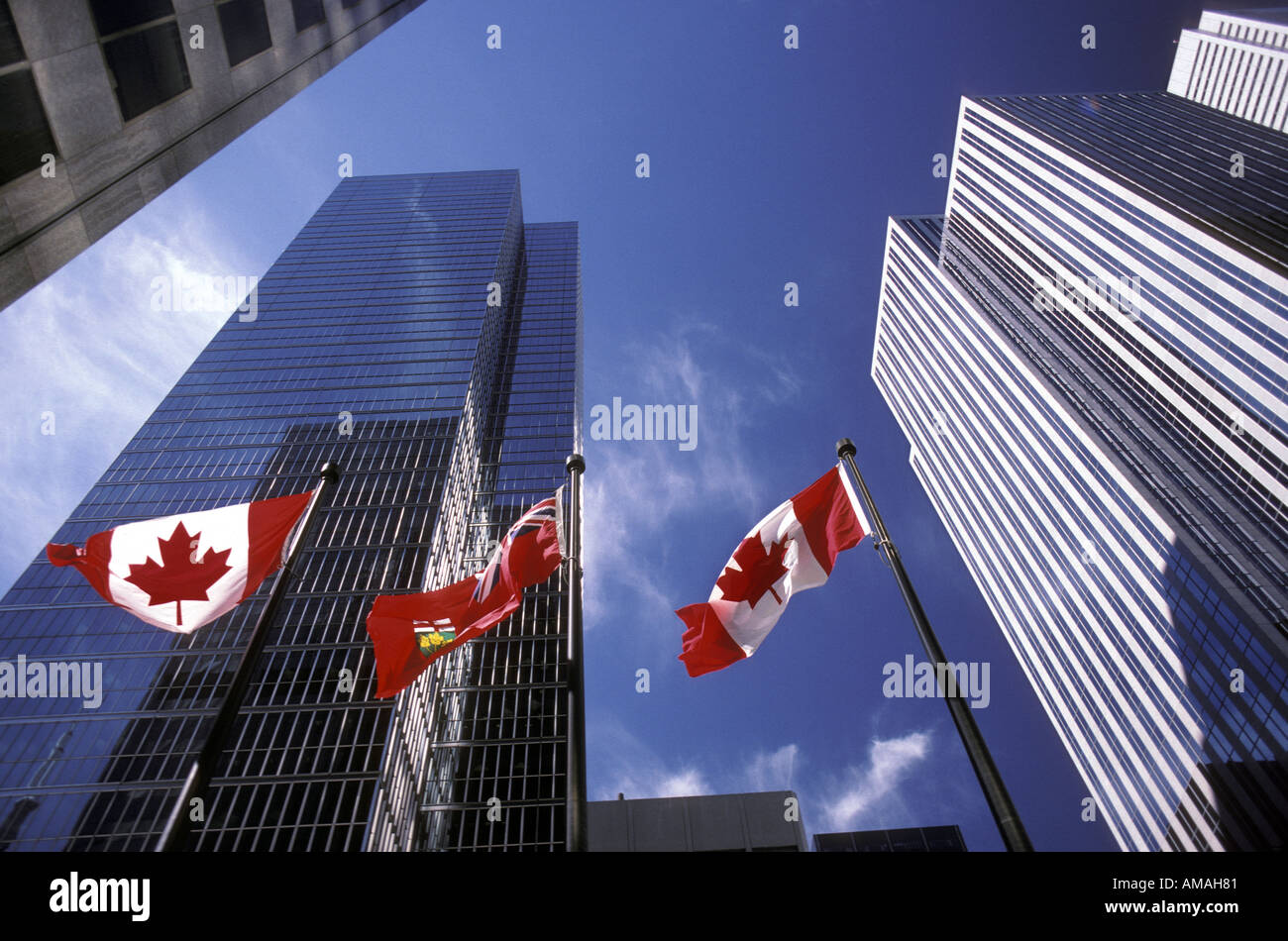 Toronto Canada high rise office buildings with Canadian and Ontario ...