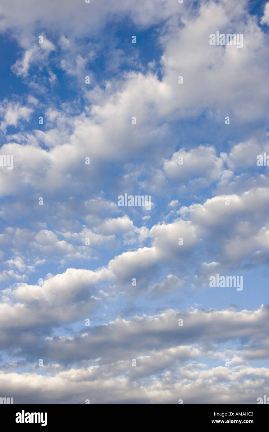 Fluffy white clouds in a blue summer sky Stock Photo - Alamy