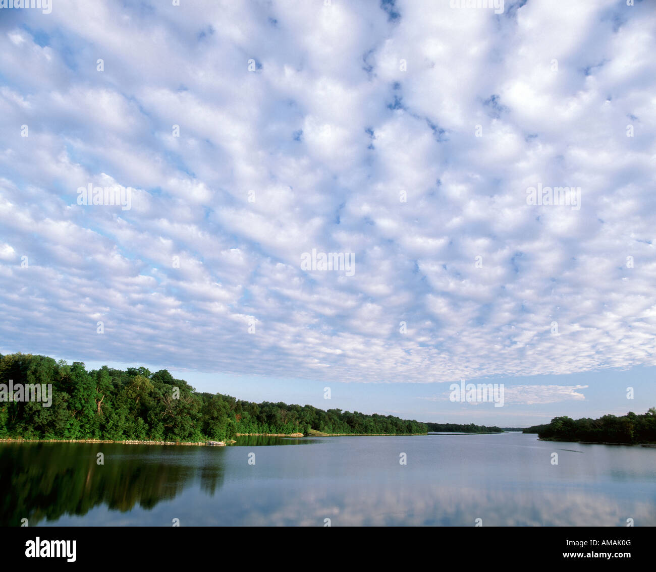 Big Creek Lake and altocumulus clouds, Big Creek Lake State Park, Polk