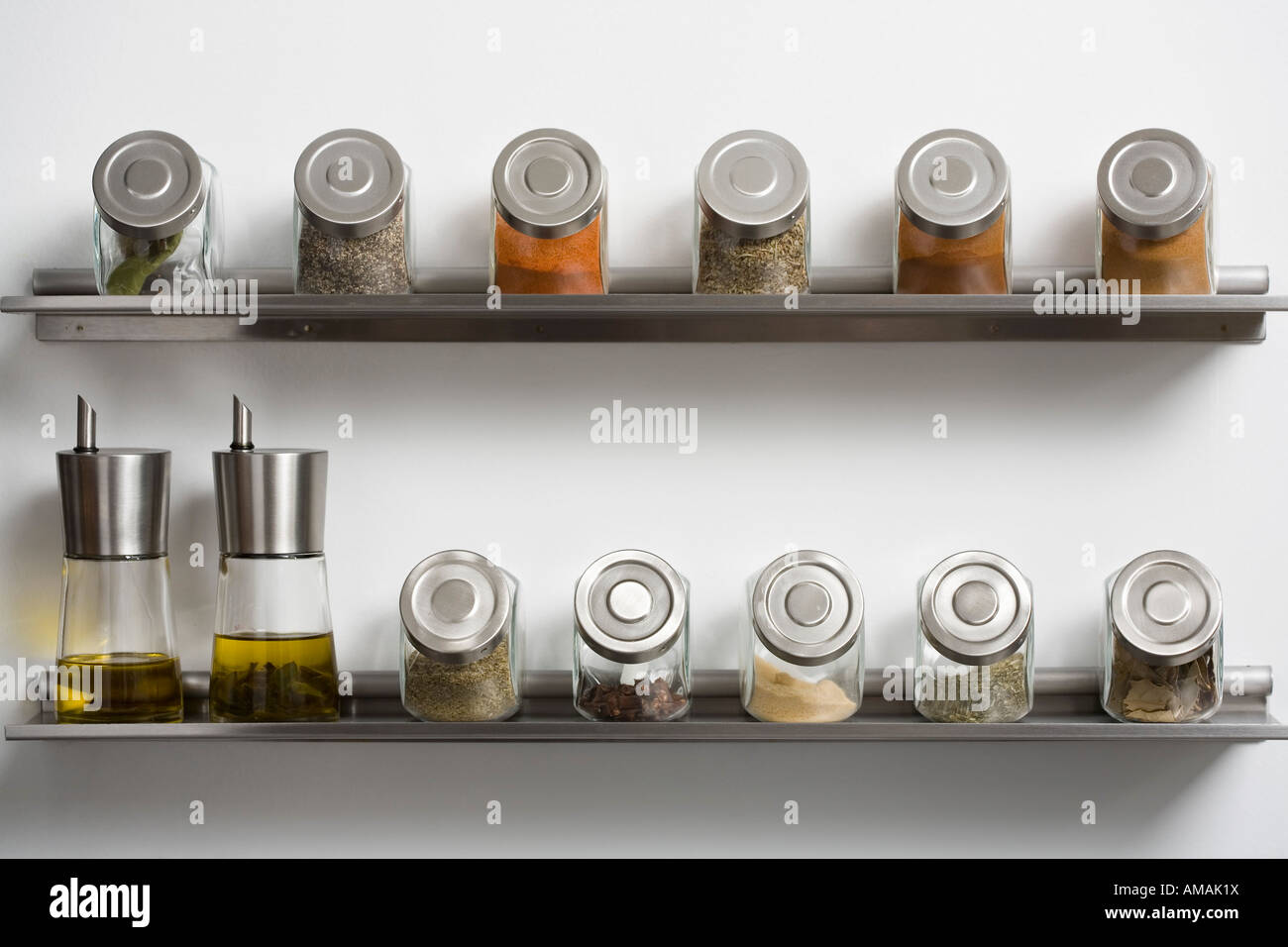 Herbs and spices on a shelf Stock Photo Alamy