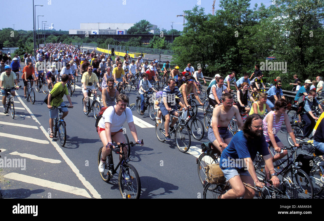 Germany Berlin cyclists during the annual bicycle demonstration to promote cycling as a means of transportation Stock Photo