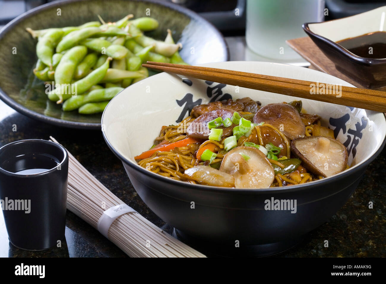 Japanese noodles and green beans Stock Photo Alamy