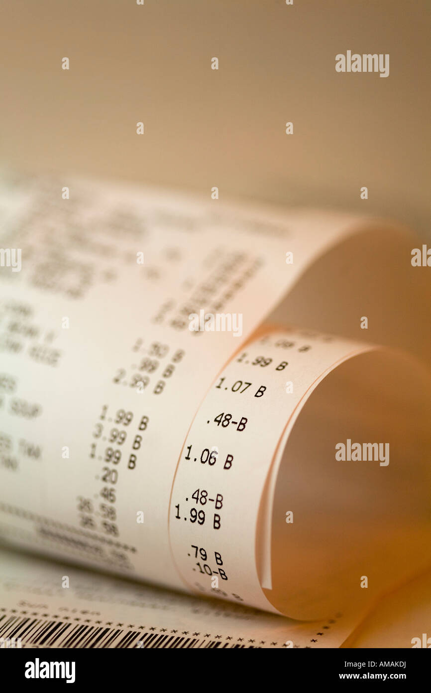 A rolled up receipt Stock Photo