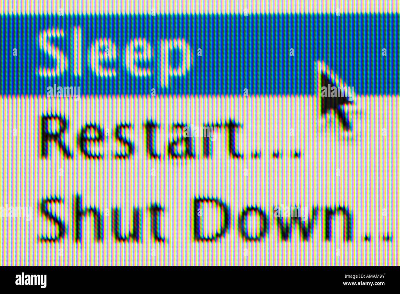 Sleep, Restart, Shut Down options on a computer screen Stock Photo Alamy