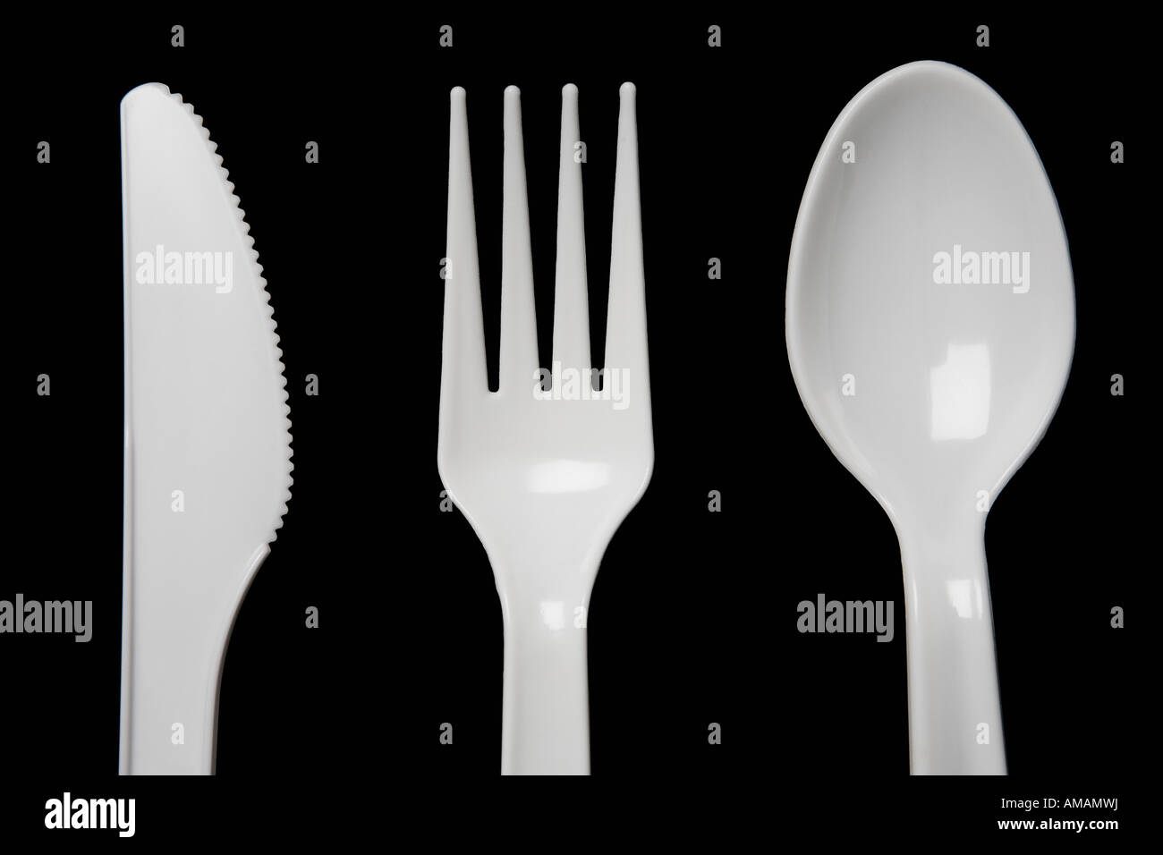 Plastic cutlery Stock Photo