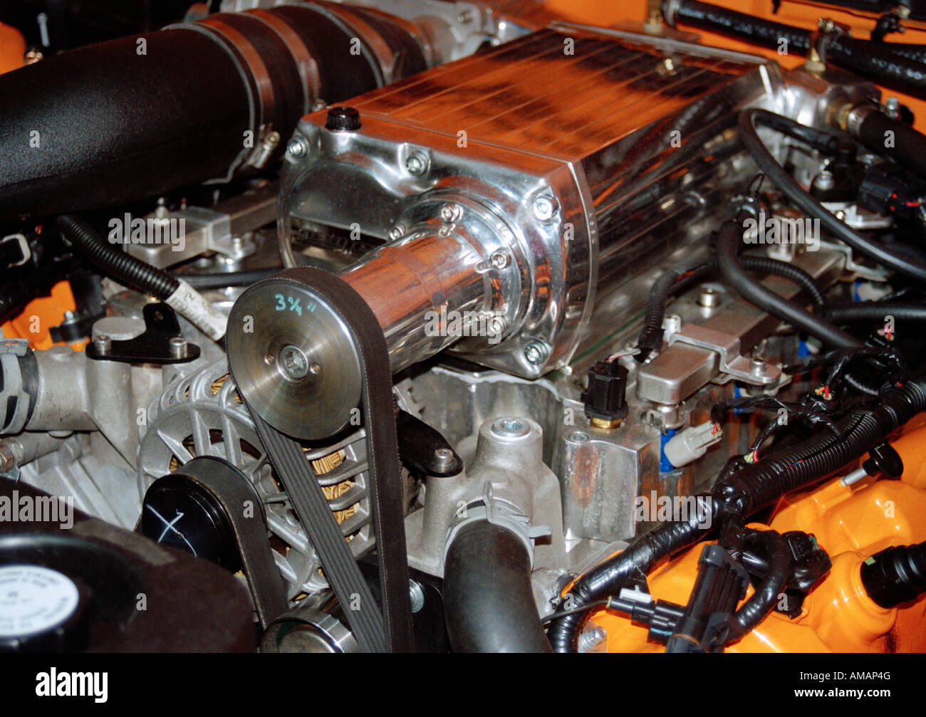 Close up of Motor Vehicle Engine Stock Photo