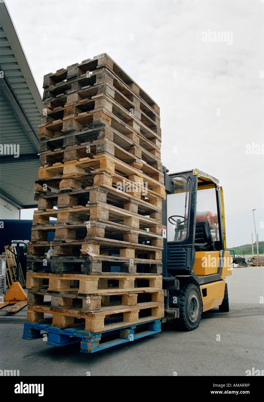 Forklift Truck Moving Wooden High Resolution Stock Photography and