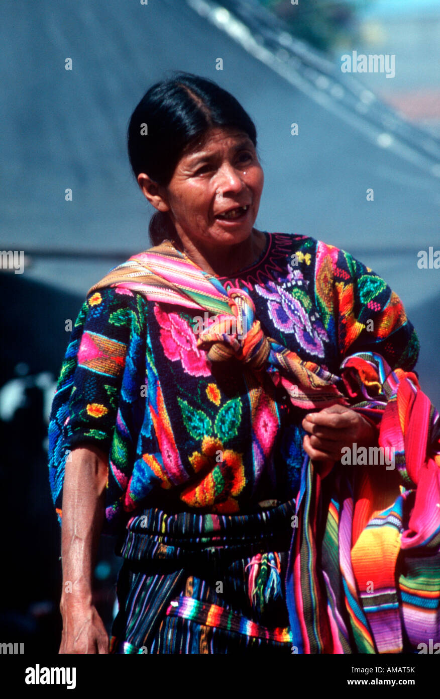 Quiche Mayan Indian women in traditional dress. Stock Photo