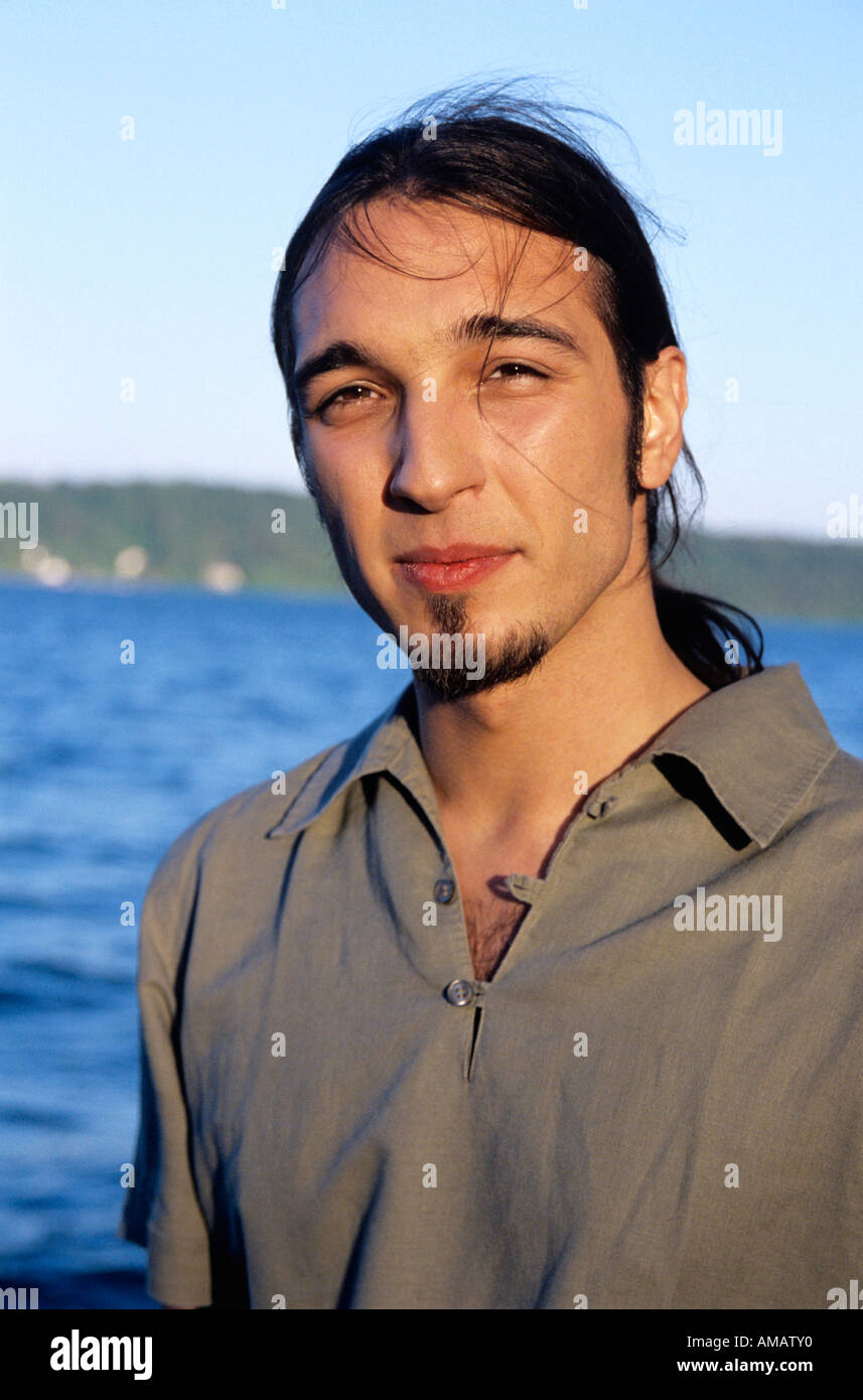 Young man, portrait, looking into camera Stock Photo