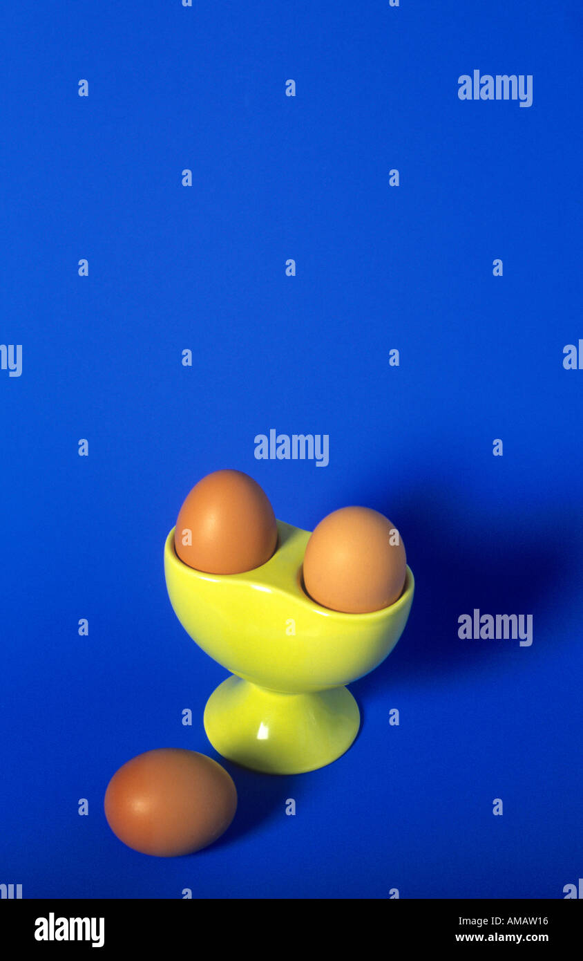 Eggs with twin eggcup Stock Photo