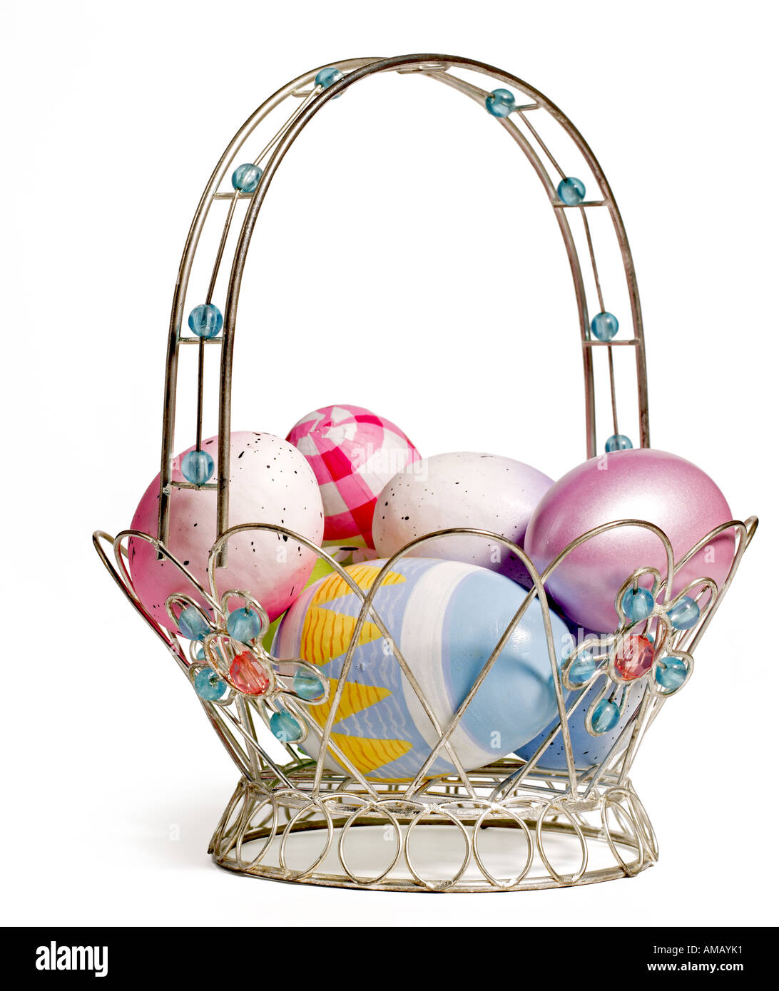 easter basket eggs Stock Photo