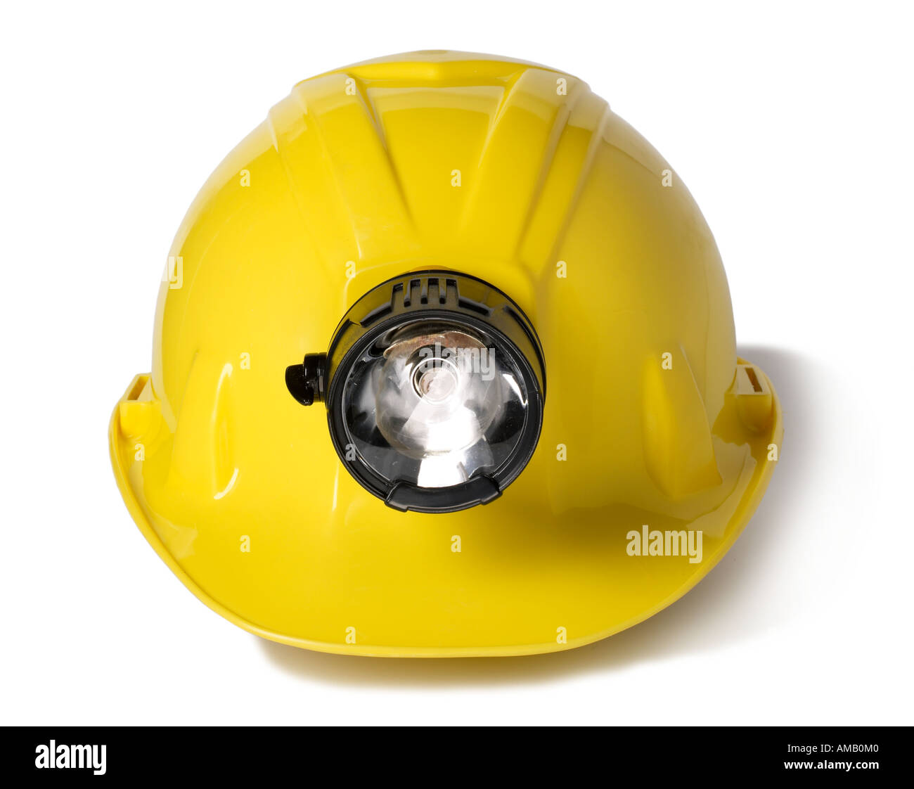 Yellow Construction Hard Hat protection flashlight off Stock Photo