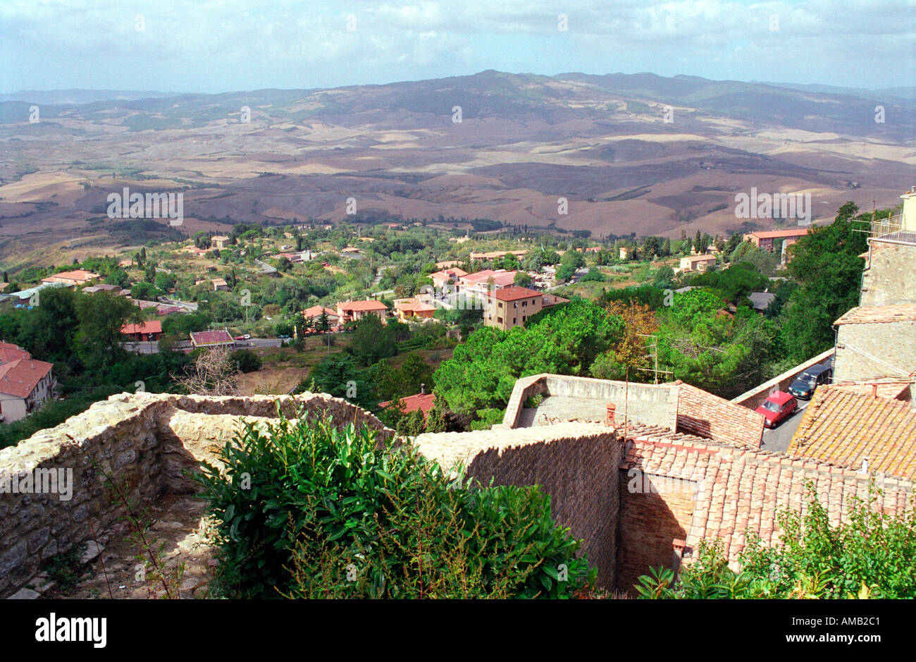 Panorama view from the Etruscan wall of Volterra Tuscany Italy Stock